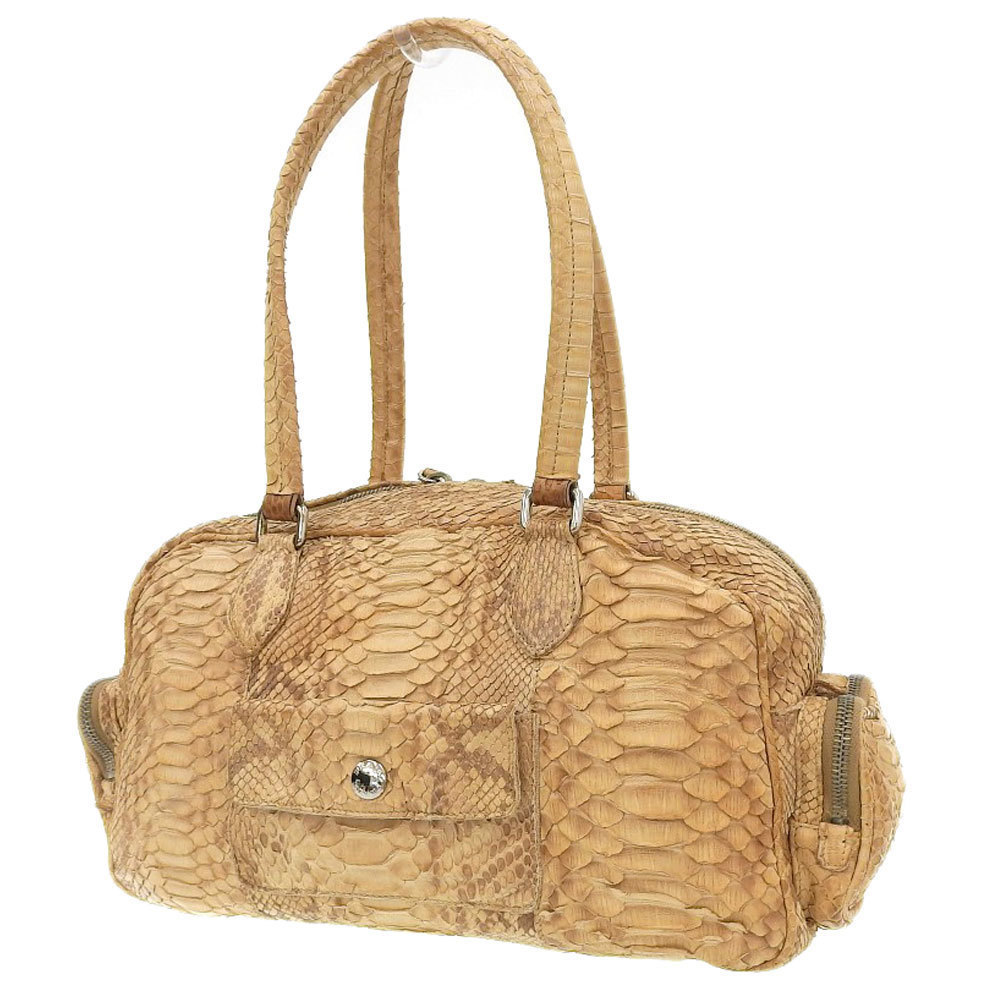 Prada Python Leather Handbag Beige - image 2